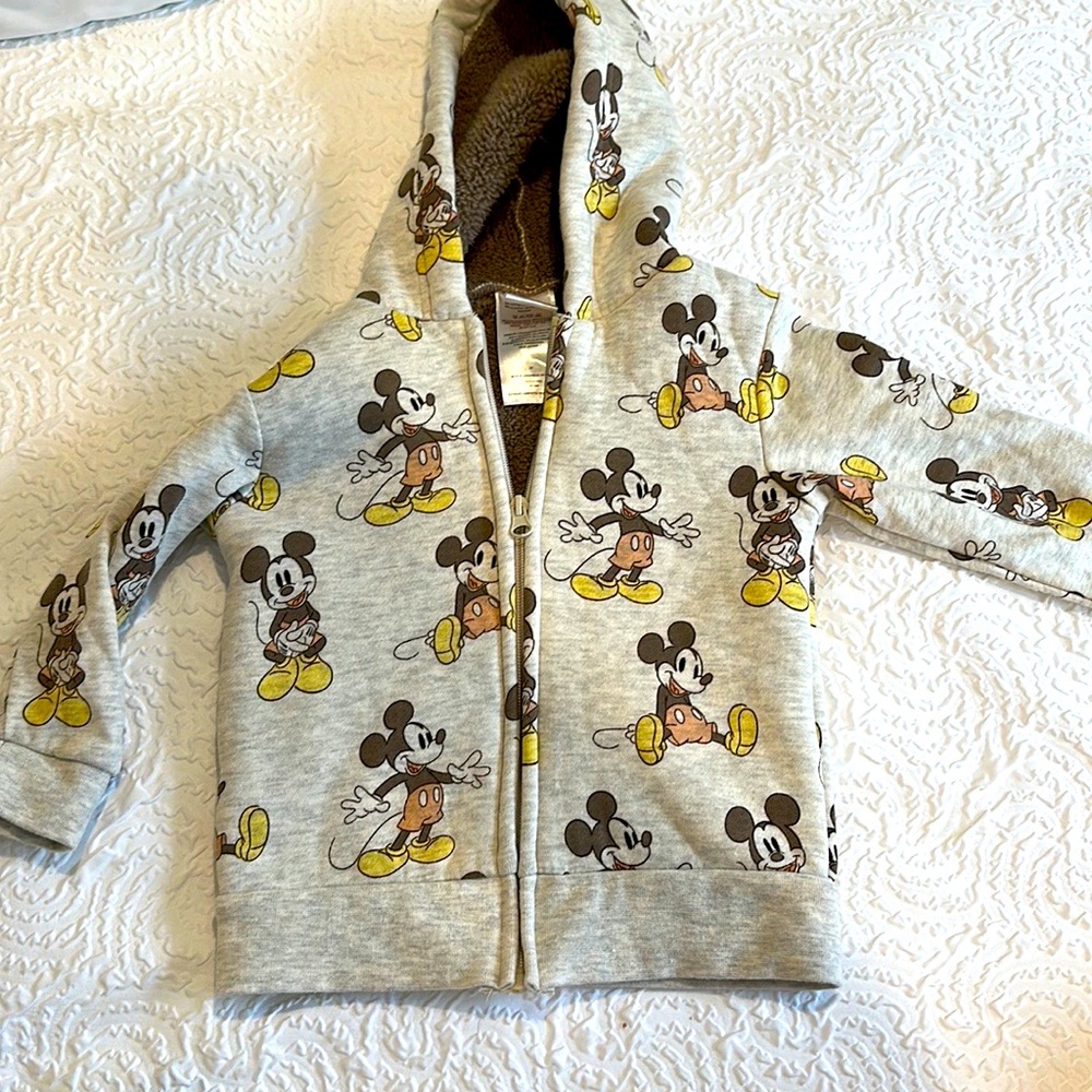 Disney Mickey Mouse hooded sweatshirt lined Sherpa 3T